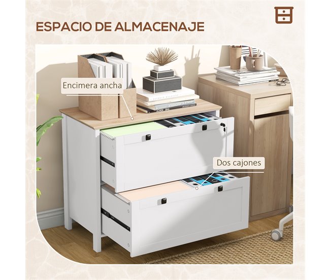 Cajonera de Oficina Melamina de Madera HOMCOM Blanco