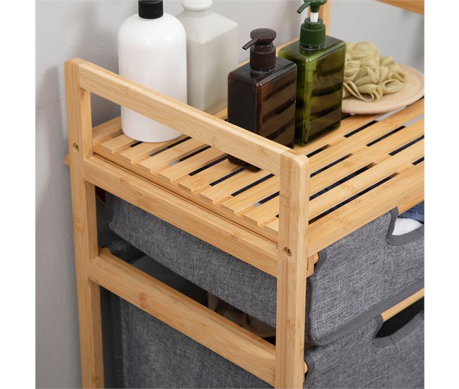 Cesto para Ropa Bambú, Lino HOMCOM Multicolor