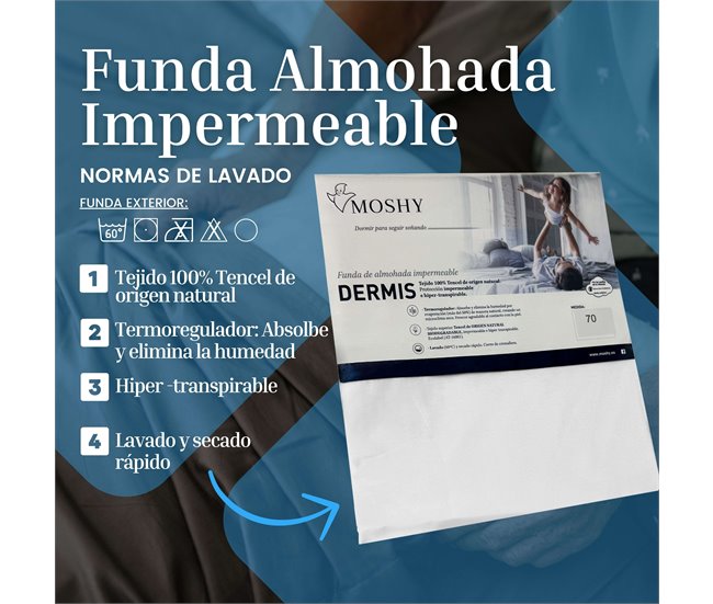Funda Almohada Dermis Transpirable Impermeable Poliuretano 