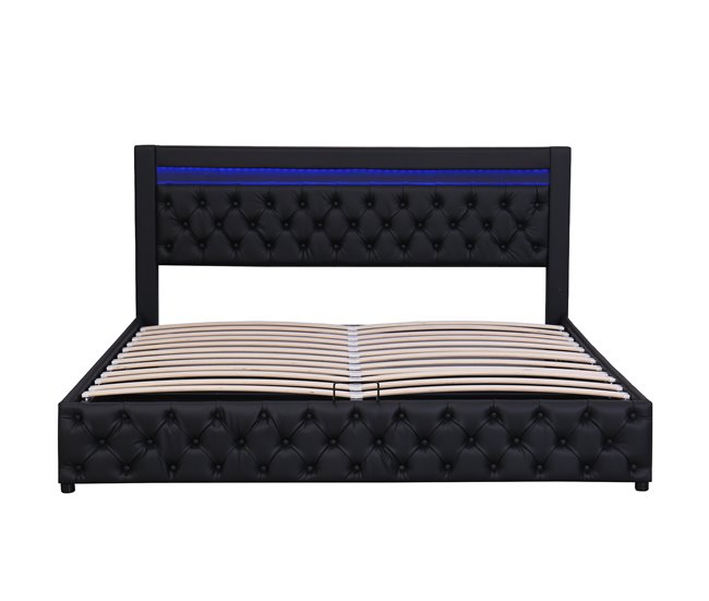 Cama de matrimonio de poliuretano con almacenaje 182x207 Blanco