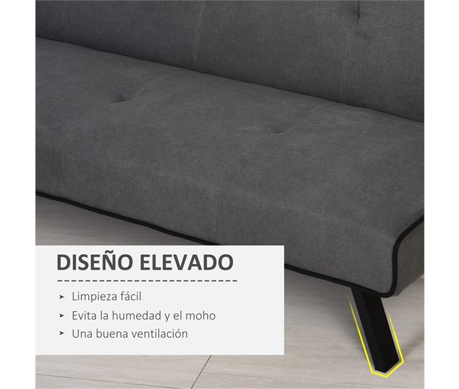 Sofá Cama esponja, eucalipto, MDF de grado E1 HOMCOM Gris