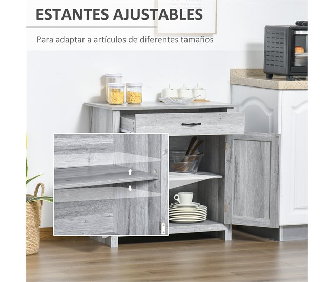 Aparador de Cocina MDF y Melamina de Madera HOMCOM 80 Gris