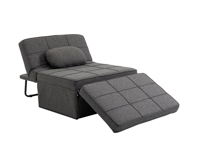 Sofá Cama Lino, Espuma, Metal HOMCOM, hogar - sofás y butacas Gris