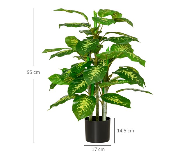 Planta Artificial PEVA, PE, Acero, Cemento HOMCOM Verde