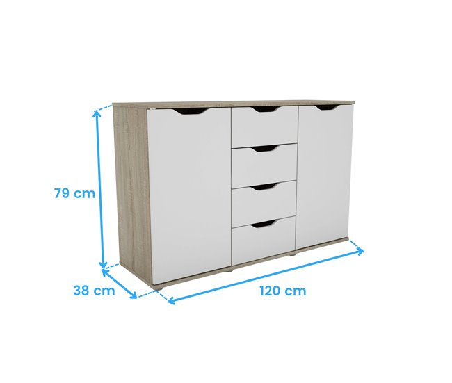 Aparador Salón 4 Cajones Parc Roble Sonoma Multicolor