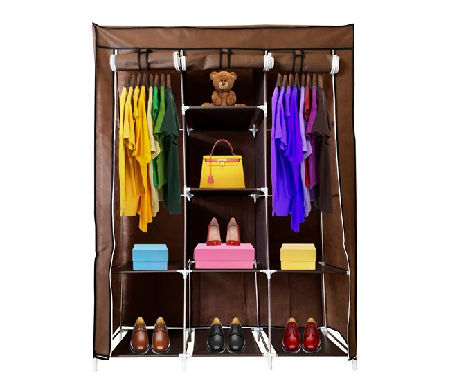 Armario Vestidor Tela Con Puertas Cremallera Nyana Home Marron