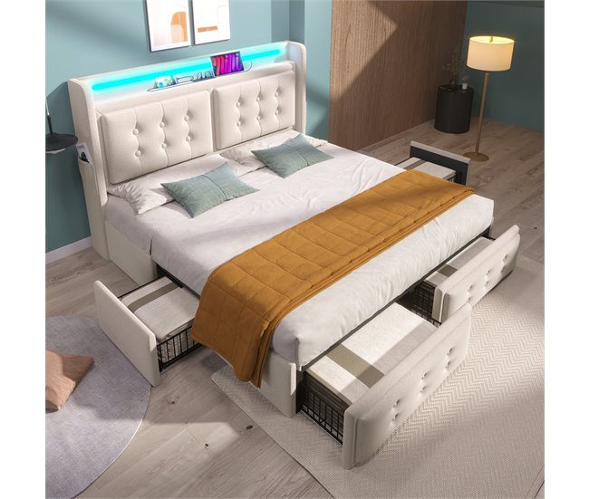 Camas de matrimonio 168x220 Beige