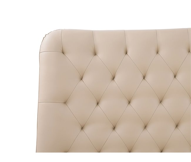 Beliani Cama con somier Piel sintética ESSONNE 219x208 Beige