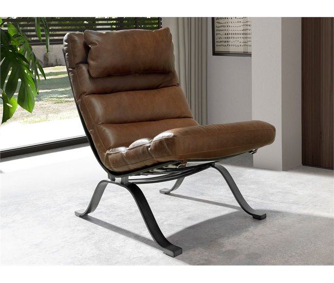 ANGEL CERDA Sillón piel marrón oscuro Aluminio