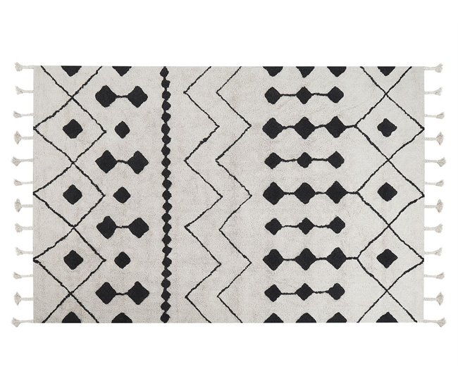 Beliani Alfombra de pelo corto KHEMISSET 140x200 Blanco/ Beige