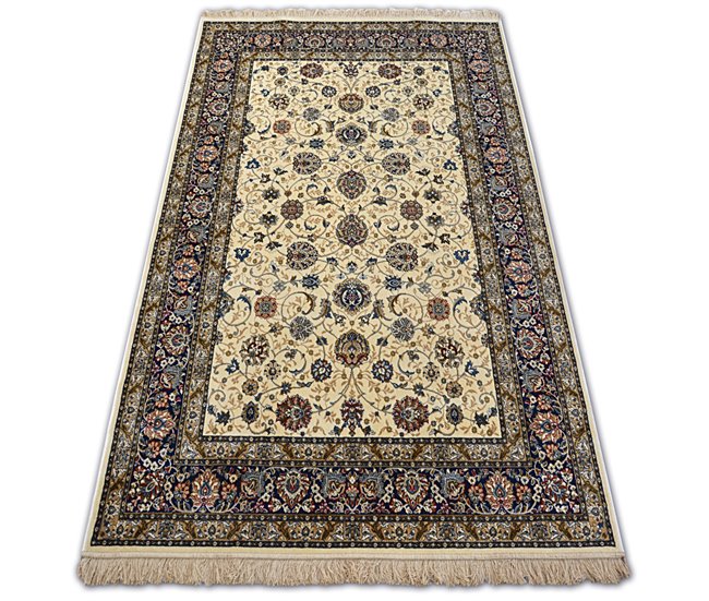 Alfombra de jacquard WINDSOR 22933 Recuadro Flores 160x230 Beige