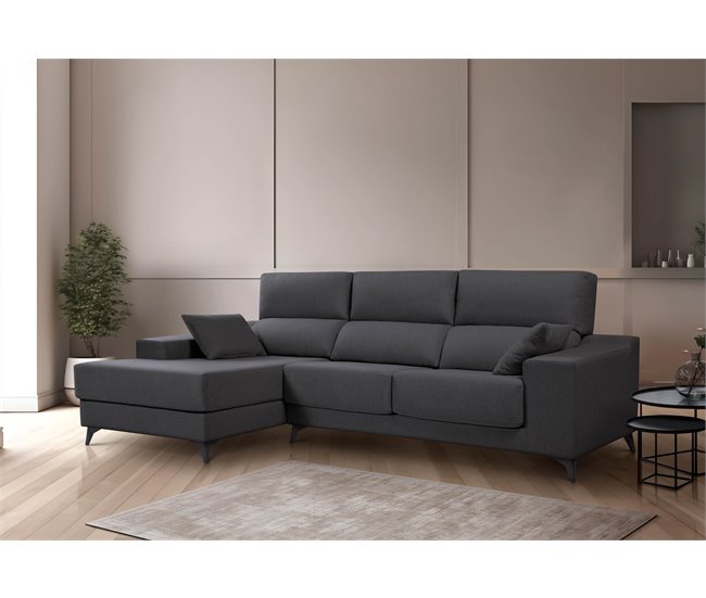 Chaise longue S con arcón NOELIA Antracita