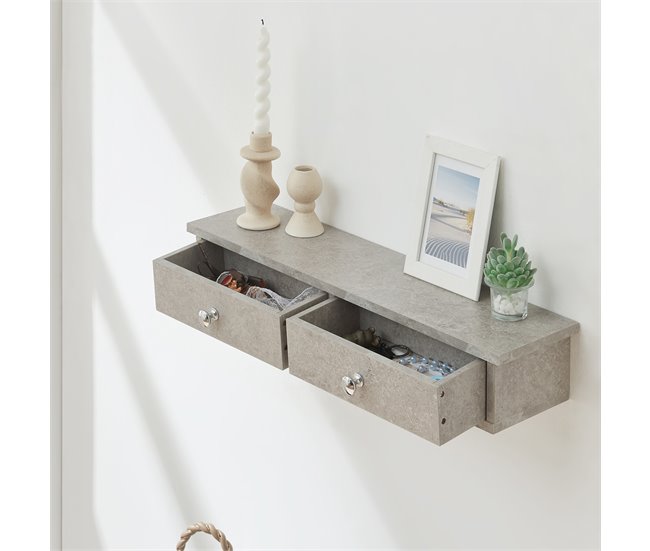 Estantería de pared con 2 cajones Geeste MDF 60 Blanco