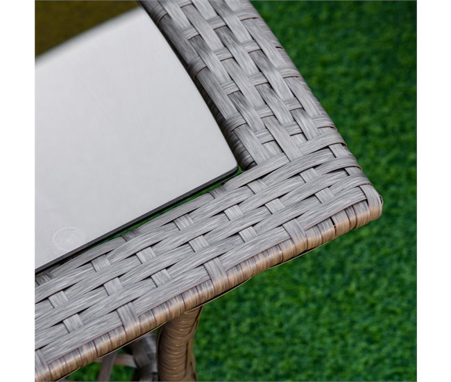 Muebles de Jardín de Ratán Metal, Ratán PE, Poliéster Outsunny Marron
