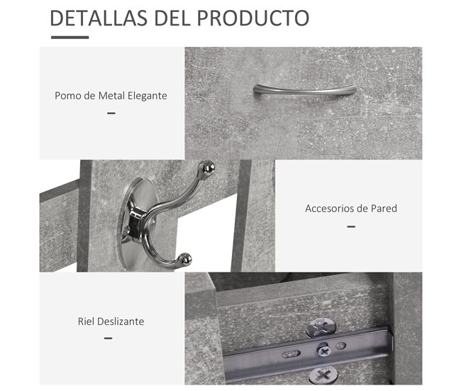 Conjunto Muebles de Entrada Tablero de partículas HOMCOM 90 Gris