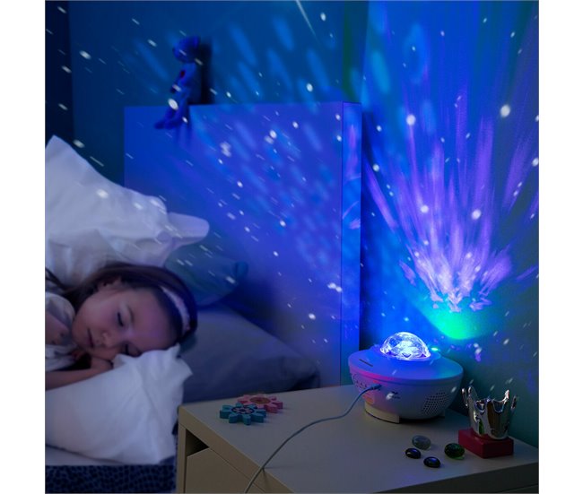 Proyector de Estrellas LED y Láser con Altavoz Blanco
