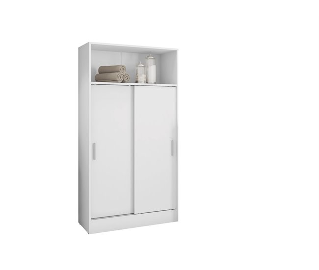 Armario despensa hogar Multiusos con Puertas correderas Blanco