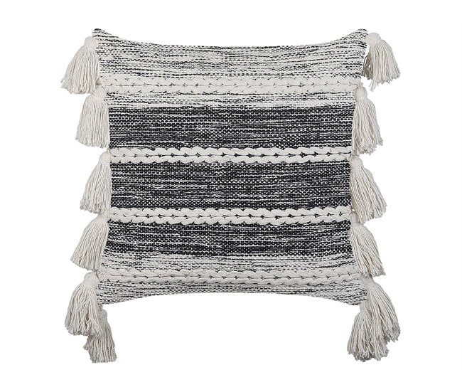 Beliani Cojín decorativo ROCHEA Blanco/ Negro
