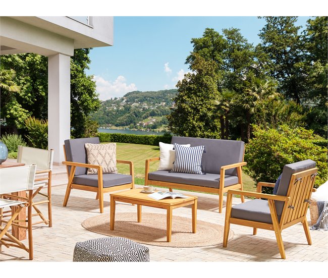 Beliani Conjunto longue Madera de acacia PALLANO Gris Oscuro