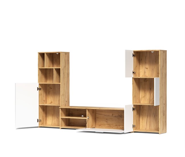 Compacto tv roble y blanco JOY Blanco/ Madera