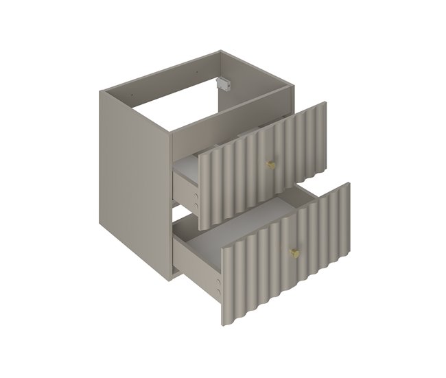 Conjunto de muebles con lavabo individual 2 compartimientos y columna Izae 80 Beige