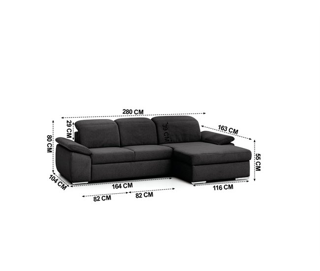 Chaise longue con cama MORIS Antracita