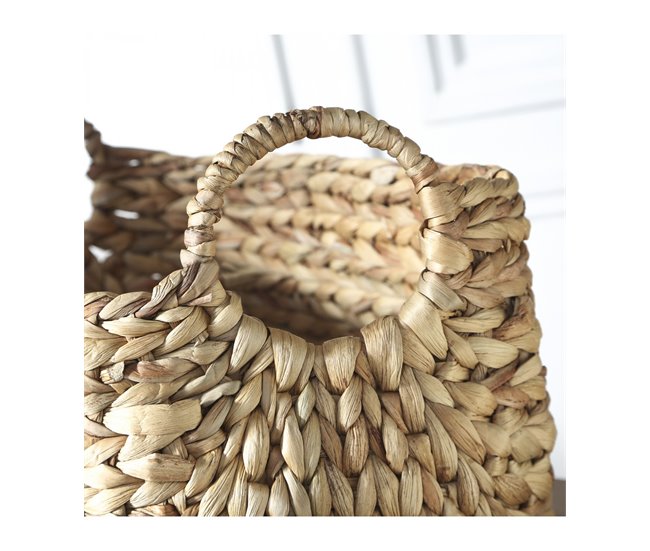 Cesta de jacinto de agua con asas Beige