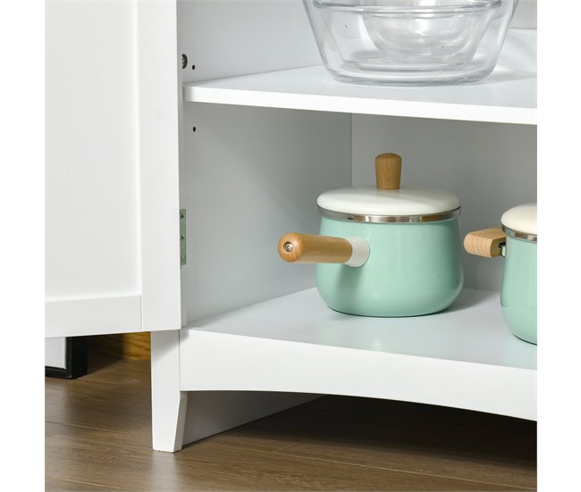 Alacena de Cocina MDF, Vidrio Templado HOMCOM, hogar - cocina 68 Blanco