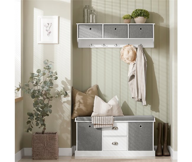 Banco Zapatero con 2 cajones y 2 cestas FSR66-HG SoBuy Gris