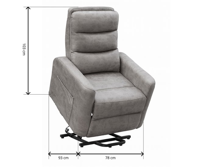 Butaca Reclinable Madera Tapizado Resistente Diseño Moderno Cancun Cemento