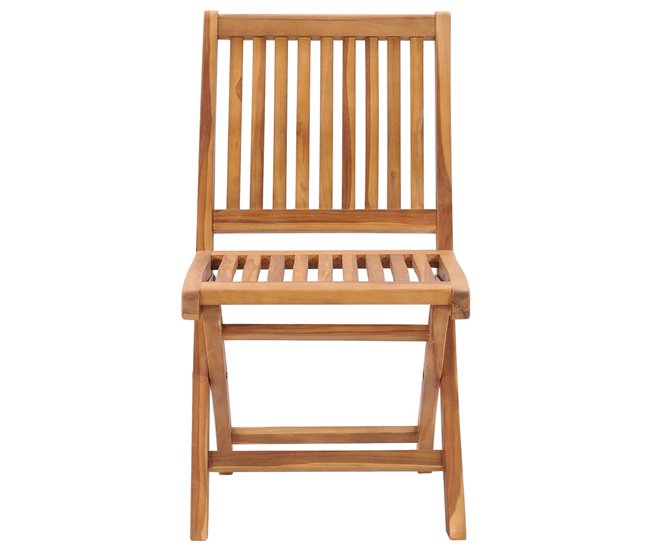 4 Sillas de jardín plegables de madera maciza de teca Marron