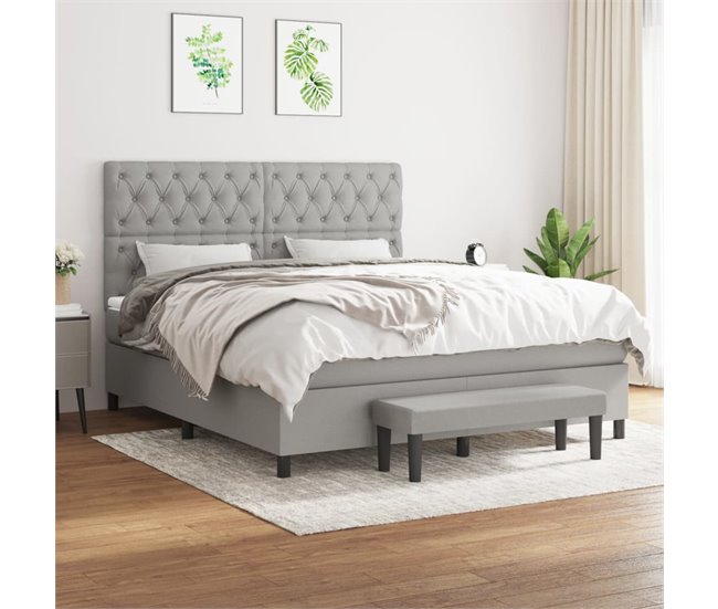Cama box spring 160x200 Gris