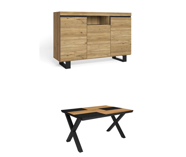 Conjunto Muebles de Salón, Mesa, Aparador Roble