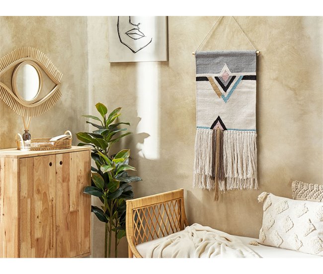 Beliani Decoración de pared de tela KABIRWALA Beige