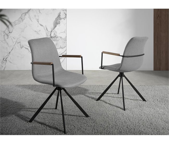 Silla giratoria en tela y patas acero negro Gris