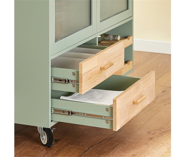 Carrito de Cocina con 2 cajones y 2 Puertas FKW114-GR SoBuy 109 Verde