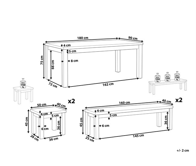 Beliani Conjunto de comedor OSTUNI Gris