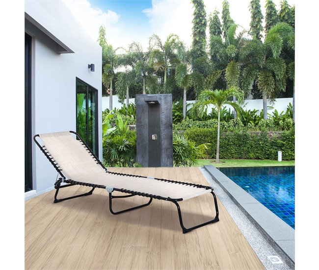 Tumbona Reclinable Acero, PVC Outsunny, deportes y ocio - playa Azul Claro