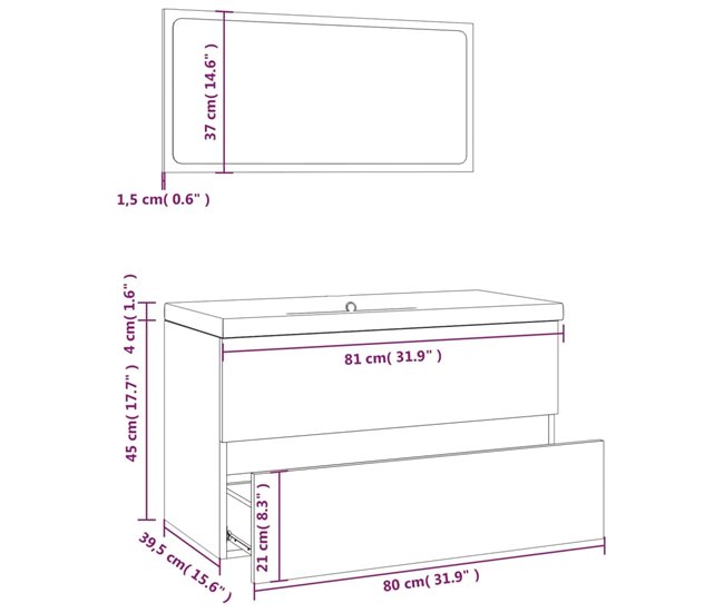 Conjunto De Muebles De Baño Gris