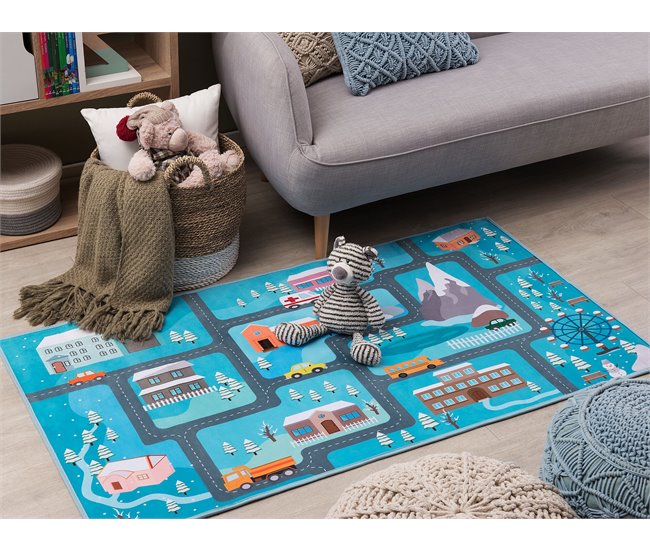 Beliani Alfombra para niños KIGI Azul
