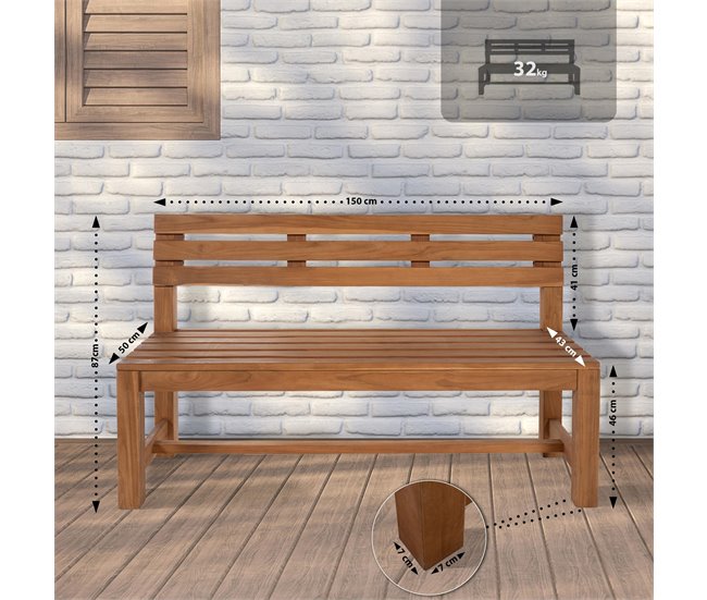 Banco de jardín - Augusta - Madera 150x50 Marron