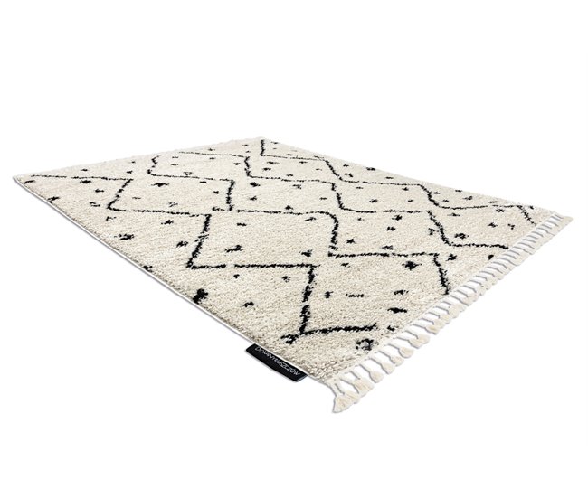 Alfombra BERBER TETUAN B751 zigzag Franjas Bereber Marroquí Shag 120x170 Crema