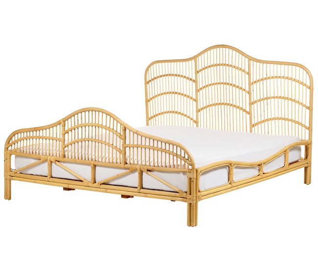 Beliani Cama Ratán DOMEYROT 187x207 Marron