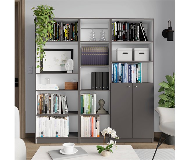 Set de estanteria de oficina home de 3 piezas en melamina Multicolor