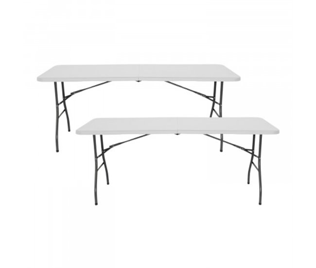 Pack 2 Mesas Plegables Rectangular Catering 7house 240x74 Blanco