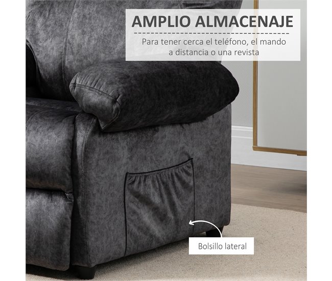Sillón Relax Reclinable Poliéster, Espuma, Metal HOMCOM Negro