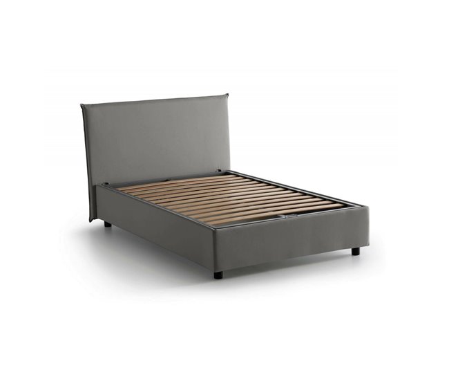 Cama plaza y media en tela Gris