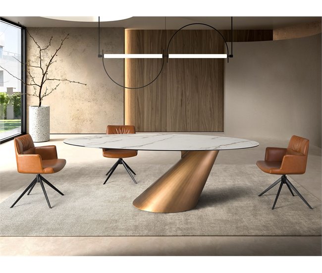 ANGEL CERDA Silla giratoria polipiel marrón coñac Marron