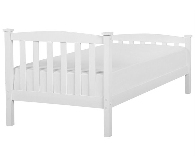 Beliani Cama con somier Madera de pino GIVERNY 99x208 Blanco