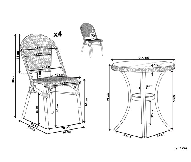 Beliani Conjunto de comedor RIFREDDO Azul Marino